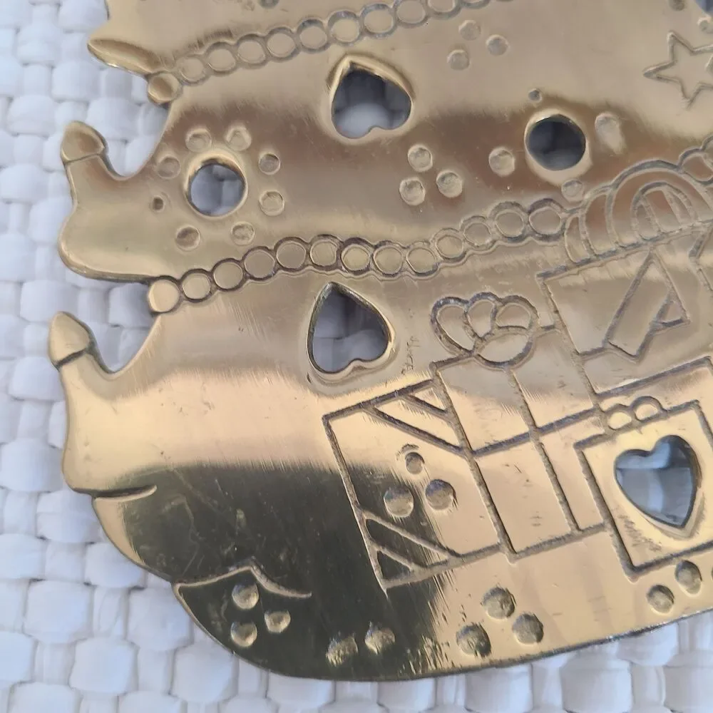Lillian Vernon Vintage Solid Brass Christmas Tree Trivet Hot Pad Holiday Kitchen